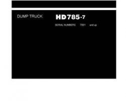 Komatsu Dump Trucks Rigid Model Hd785-7 Shop Service Repair Manual - S/N 7001-9999