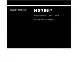 Komatsu Dump Trucks Rigid Model Hd785-7--40C Degree For Cis Shop Service Repair Manual - S/N 8393-UP