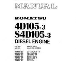 Komatsu Engines Model 4D105-3-C Shop Service Repair Manual - S/N 40138-UP