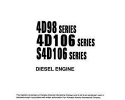 Komatsu Engines Model 4D106-1 Shop Service Repair Manual - S/N ALL