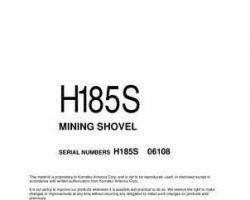 Komatsu Excavators Crawler Model H185S Owner Operator Maintenance Manual - S/N 6108