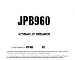Komatsu Excavators Crawler Model Jpb960 Owner Operator Maintenance Manual - S/N ALL