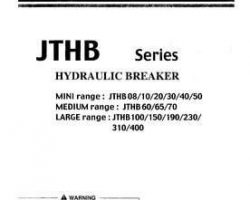 Komatsu Excavators Crawler Model Jthb08-1-Breaker Shop Service Repair Manual - S/N 1-UP