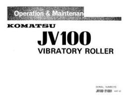 Komatsu Excavators Crawler Model Jv100-1 Owner Operator Maintenance Manual - S/N 21001-UP