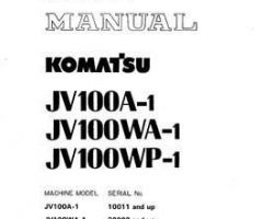 Komatsu Excavators Crawler Model Jv100Wa-1 Shop Service Repair Manual - S/N 20003-UP