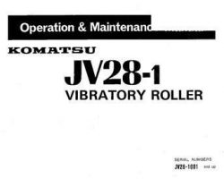 Komatsu Excavators Crawler Model Jv28-1 Owner Operator Maintenance Manual - S/N 1001-UP