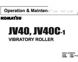 Komatsu Excavators Crawler Model Jv40C-1 Owner Operator Maintenance Manual - S/N 1466-2045