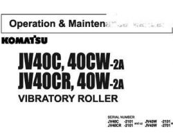 Komatsu Excavators Crawler Model Jv40Cw-2 Owner Operator Maintenance Manual - S/N 2701-UP