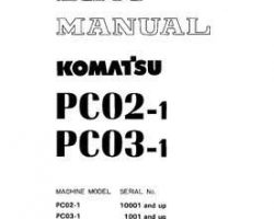 Komatsu Excavators Crawler Model Pc02-1-A Shop Service Repair Manual - S/N 10001-UP
