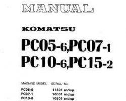 Komatsu Excavators Crawler Model Pc05-6 Shop Service Repair Manual - S/N 11301-UP