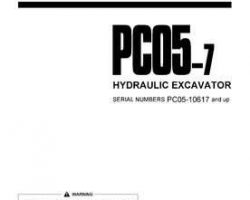 Komatsu Excavators Crawler Model Pc05-7 Owner Operator Maintenance Manual - S/N 10617-UP