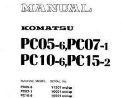 Komatsu Excavators Crawler Model Pc07-1 Shop Service Repair Manual - S/N 10001-UP