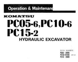 Komatsu Excavators Crawler Model Pc10-6 Owner Operator Maintenance Manual - S/N 21446-UP
