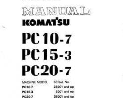 Komatsu Excavators Crawler Model Pc10-7 Shop Service Repair Manual - S/N 25001-UP