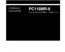 Komatsu Excavators Crawler Model Pc118Mr-8 Shop Service Repair Manual - S/N F00003-UP