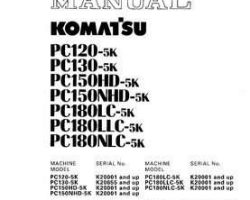 Komatsu Excavators Crawler Model Pc120-5-K Shop Service Repair Manual - S/N K20001-UP