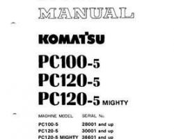 Komatsu Excavators Crawler Model Pc120-5-Mighty Shop Service Repair Manual - S/N 36601-UP