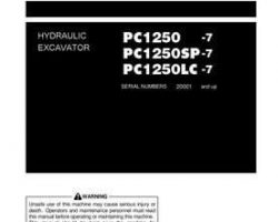 Komatsu Excavators Crawler Model Pc1250-7 Owner Operator Maintenance Manual - S/N 20001-UP