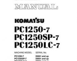 Komatsu Excavators Crawler Model Pc1250-7 Shop Service Repair Manual - S/N 20001-UP