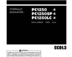 Komatsu Excavators Crawler Model Pc1250-8 Owner Operator Maintenance Manual - S/N 30052-30152