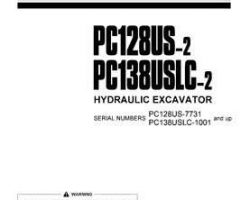 Komatsu Excavators Crawler Model Pc128Us-2 Owner Operator Maintenance Manual - S/N 7731-8268