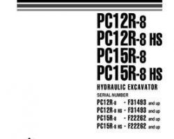 Komatsu Excavators Crawler Model Pc12R-8 Owner Operator Maintenance Manual - S/N F31493-F33180