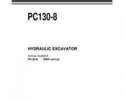 Komatsu Excavators Crawler Model Pc130-8 Owner Operator Maintenance Manual - S/N 80001-UP