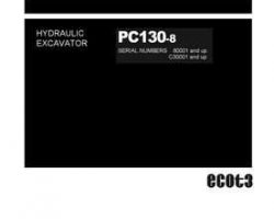 Komatsu Excavators Crawler Model Pc130-8 Shop Service Repair Manual - S/N C30001-UP