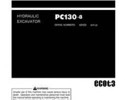 Komatsu Excavators Crawler Model Pc130-8 Owner Operator Maintenance Manual - S/N 82503-82554