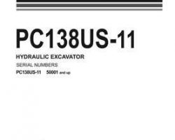 Komatsu Excavators Crawler Model Pc138Us-11 Owner Operator Maintenance Manual - S/N 50001-UP