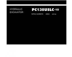 Komatsu Excavators Crawler Model Pc138Uslc-10 Shop Service Repair Manual - S/N 40001-UP