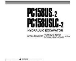 Komatsu Excavators Crawler Model Pc158Us-2 Owner Operator Maintenance Manual - S/N 10001-UP