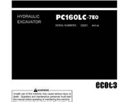 Komatsu Excavators Crawler Models Pc160Lc-7-E0, Work Equipment Grease 500H Owner Operator Maintenance Manual - S/N C10001-UP