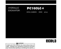 Komatsu Excavators Crawler Model Pc160Lc-8-Work Equipment Grease 100H Owner Operator Maintenance Manual - S/N 25056-UP