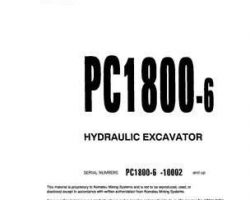 Komatsu Excavators Crawler Model Pc1800-6 Owner Operator Maintenance Manual - S/N 10001-10010