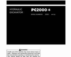 Komatsu Excavators Crawler Model Pc2000-8 Owner Operator Maintenance Manual - S/N 20001-20149