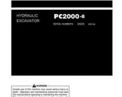 Komatsu Excavators Crawler Model Pc2000-8 Owner Operator Maintenance Manual - S/N 20223-UP