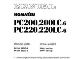 Komatsu Excavators Crawler Model Pc200-6 Shop Service Repair Manual - S/N 80001-96513