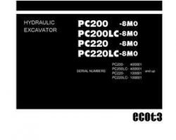 Komatsu Excavators Crawler Model Pc200-8-M0 Shop Service Repair Manual - S/N 400001-UP