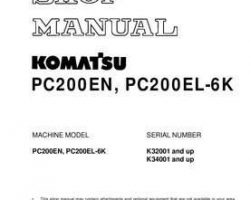 Komatsu Excavators Crawler Model Pc200El-6-K Shop Service Repair Manual - S/N K32001-UP