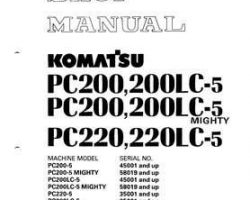Komatsu Excavators Crawler Model Pc200Lc-5-Mighty Shop Service Repair Manual - S/N 58019-UP