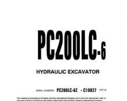 Komatsu Excavators Crawler Model Pc200Lc-6-B Shop Service Repair Manual - S/N C10827-C30091