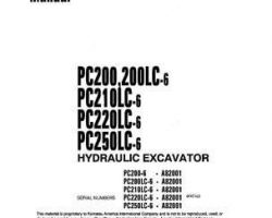 Komatsu Excavators Crawler Model Pc200Lc-6-Lc Shop Service Repair Manual - S/N A82001-A83000