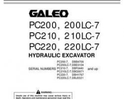 Komatsu Excavators Crawler Model Pc200Lc-7-Multi-Monitor Owner Operator Maintenance Manual - S/N DBE0104-UP