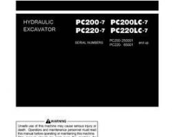 Komatsu Excavators Crawler Model Pc200Lc-7 Owner Operator Maintenance Manual - S/N 250001-UP