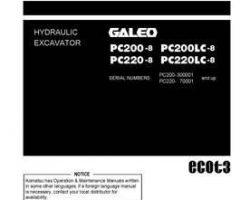 Komatsu Excavators Crawler Model Pc200Lc-8-Work Equipment Grease 100H Owner Operator Maintenance Manual - S/N 300001-UP