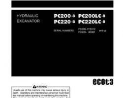 Komatsu Excavators Crawler Model Pc200Lc-8-Work Equipment Grease 500H Owner Operator Maintenance Manual - S/N 315312-350000