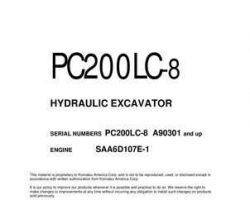 Komatsu Excavators Crawler Model Pc200Lc-8 Shop Service Repair Manual - S/N A90301-UP