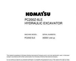 Komatsu Excavators Crawler Model Pc200Z-6-Le Shop Service Repair Manual - S/N A83001-UP