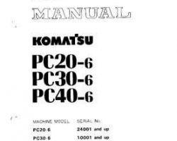 Komatsu Excavators Crawler Model Pc20-6 Shop Service Repair Manual - S/N 24001-UP